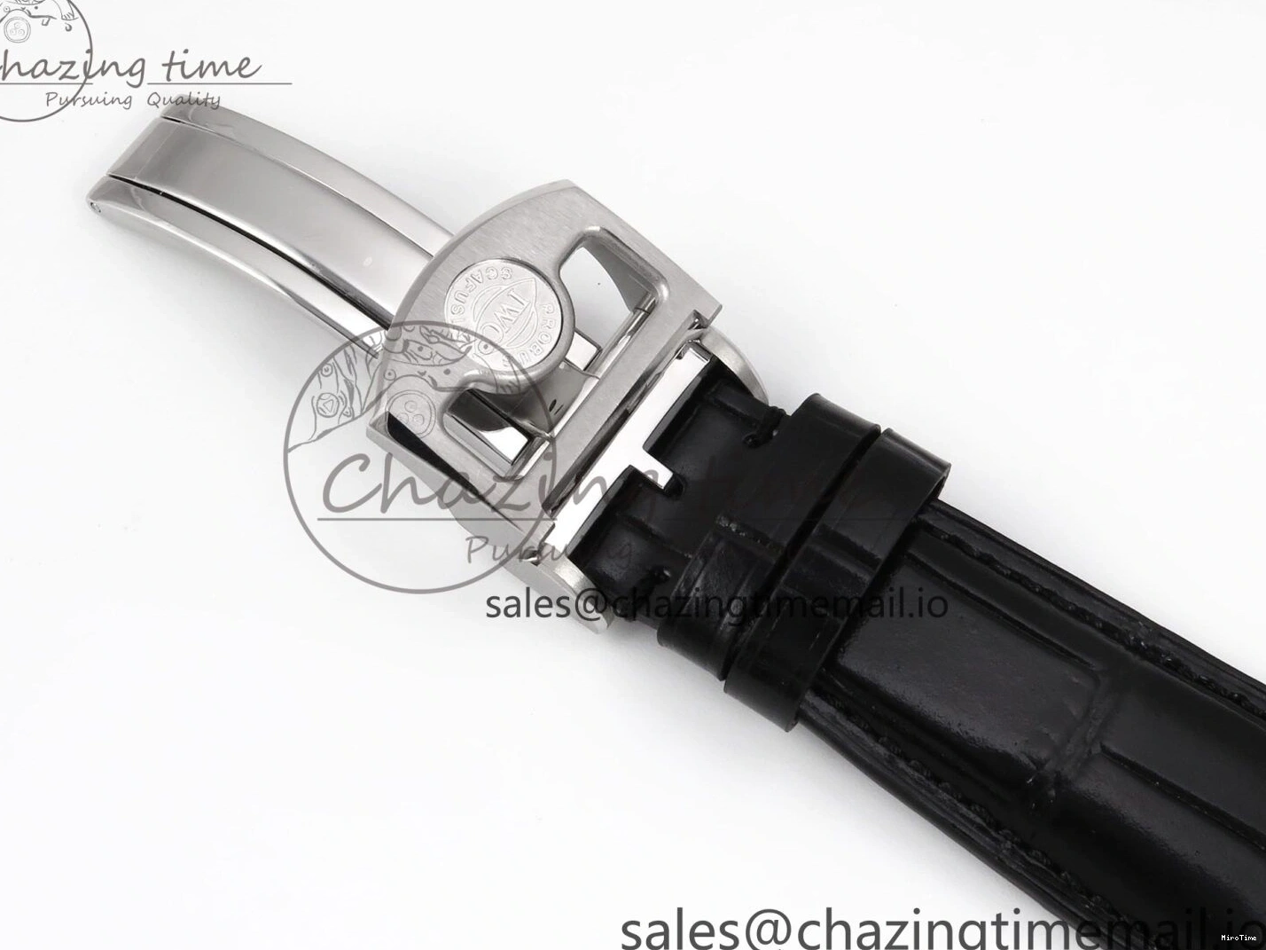 MIROTIME 0308 OnTrend Portugieser Automatic 42mm SS APSF 1:1 Best Edition White RG Dial on Black Leather Strap A 7010
